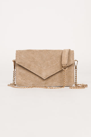 Suede crossbody bag beige - Laurie