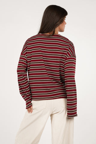 Gestreepte long sleeve rood/bruin - Coco