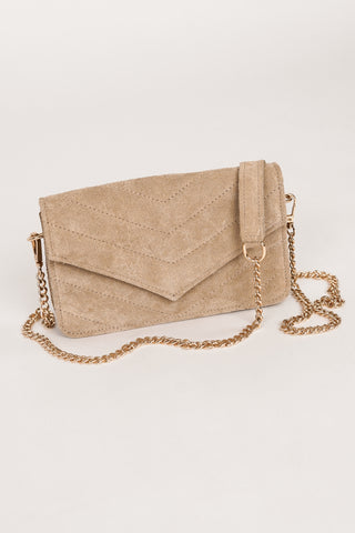 Suede crossbody bag beige - Laurie