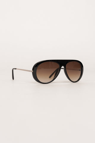 Oversized Black Aviator Sunglasses - Alana