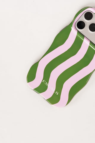 Phone case iPhone striped pink/green - Lesley