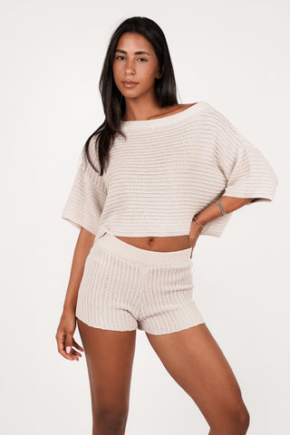 Mini short knitted beige - Avery