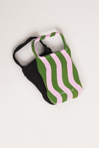 Phone case iPhone striped pink/green - Lesley
