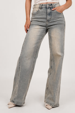 Wide leg jeans high waist light blue - Claire