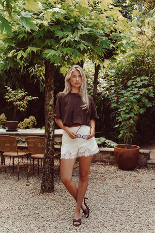 High waisted short met kant wit - Joyce
