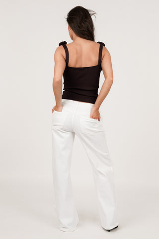 Wide Leg Jeans mit Fransen weiß - Mirabelle