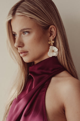 Earrings flowers gold/pearl - Juno