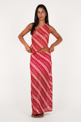 Top asymmetrisch retro roze - Melanie