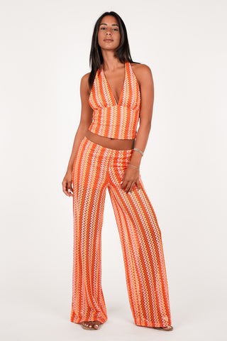 Wijde broek see-trough multi color - Xena