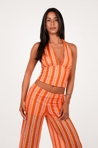 Halter top v-hals multi color - Vikky