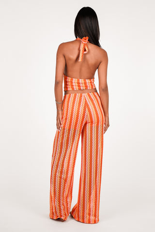 Wijde broek see-trough multi color - Xena