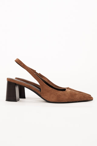Slingback pumps met blokhak camel - Cato