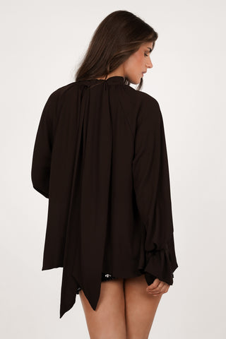 A-lijn blouse wijd bruin - Leona