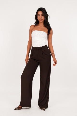 Women's trousers dark brown - Laure