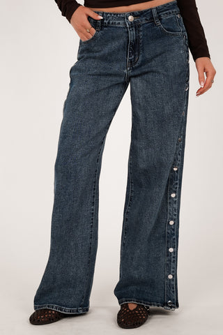 Low waist jeans met studs blauw - Madelon
