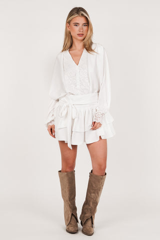Ruffled skirt with bow detail white - Alina
