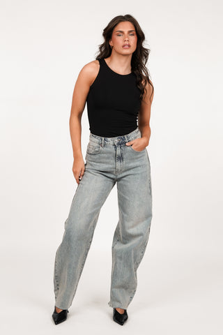 Balloon fit jeans acid wash blue - Renee