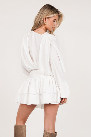 Ruffled skirt with bow detail white - Alina