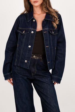Denim jacket met leatherlook blauw - Harlow