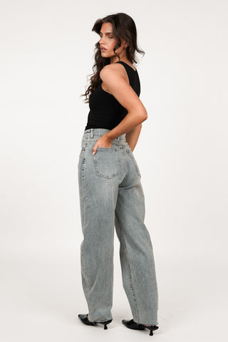 Balloon fit jeans acid wash blue - Renee