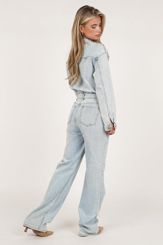 Denim jumpsuit with straight leg in blue - Jenna