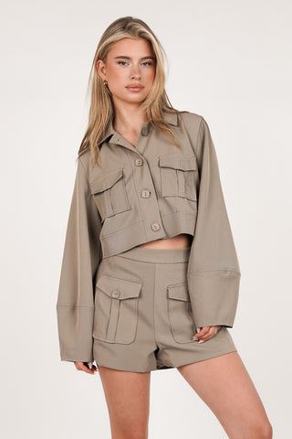 Cargo shorts high waisted cream - Jamilla