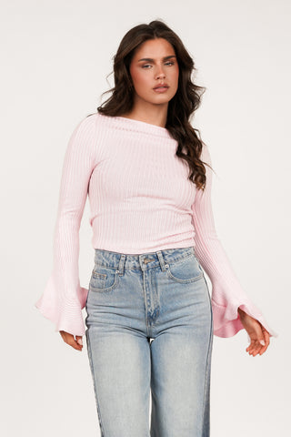 Ribbed stretch top pink - Doris