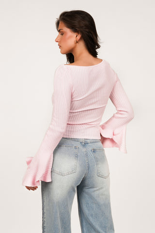 Ribbed stretch top pink - Doris