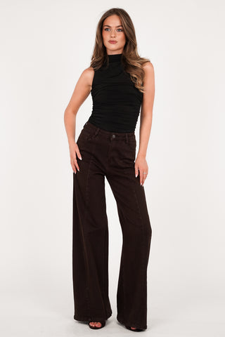 Tall wide leg jeans bruin - Katy
