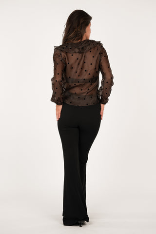 Flared trousers with black piping - Poppy