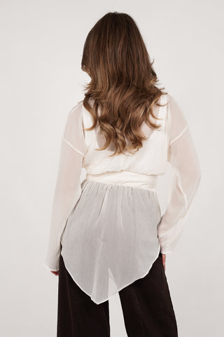 Blouse dames see-trough creme - Flynn