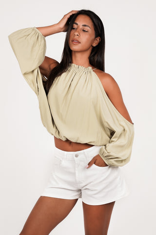 Wijde halter top groen - Liza