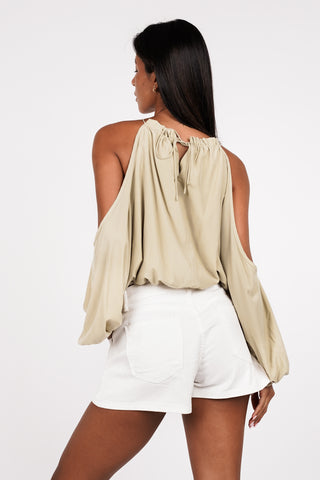 Wijde halter top groen - Liza