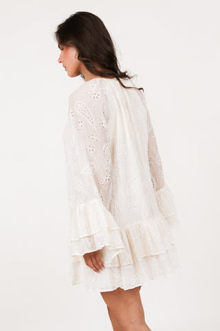 A-line dress with paisley print cream - Madison