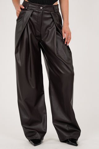 Ballon broek leatherlook bruin - Zola