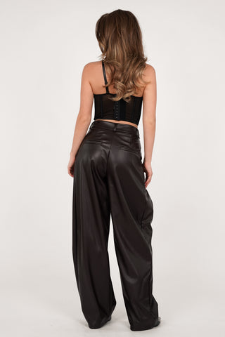 Ballon broek leatherlook bruin - Zola