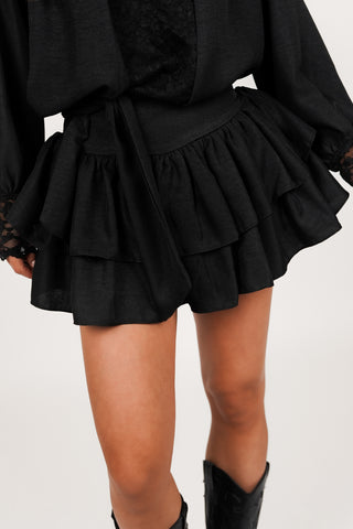 Ruffled skirt with bow detail black - Alina