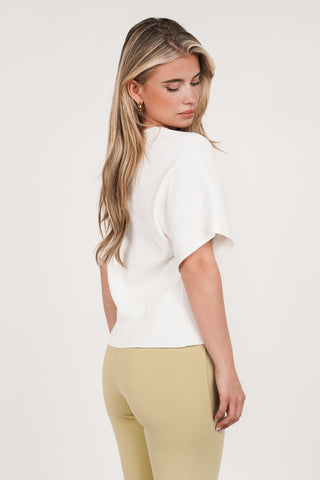 Wide top with gold buttons white - Syfra
