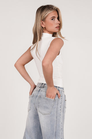 Ärmelloses Stretch-Top Weiß - Cecile