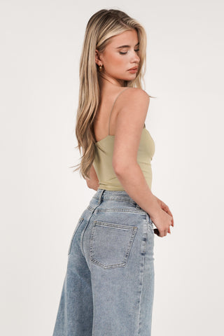 Yellow spaghetti strap crop top - Bless
