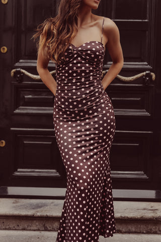 Maxikleid mit Punkten braun - Daisy