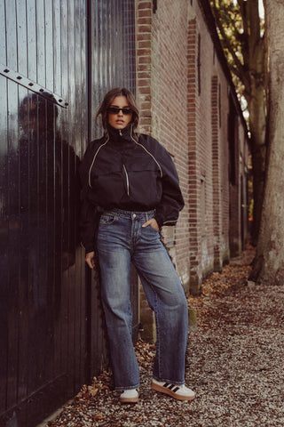 Petite straight leg jeans blauw met kant - Pomme