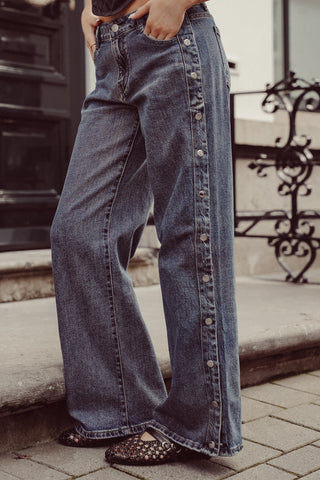 Low waist jeans met studs blauw - Madelon