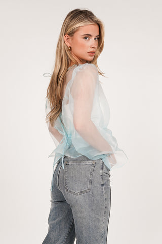Translucent wide blue blouse - Alba