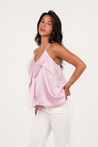 Ruffle top satin pink - Luna