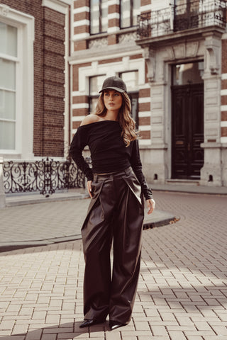Ballon broek leatherlook bruin - Zola