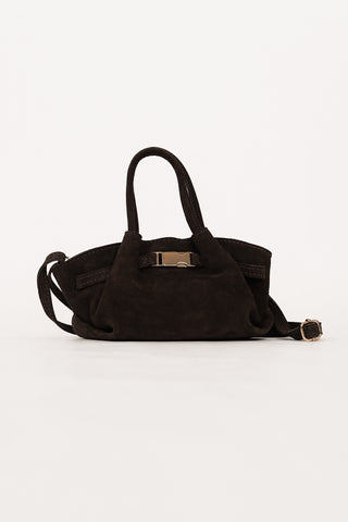Wildleder-Handtasche aus Leder mit Crossbody braun – Pleun