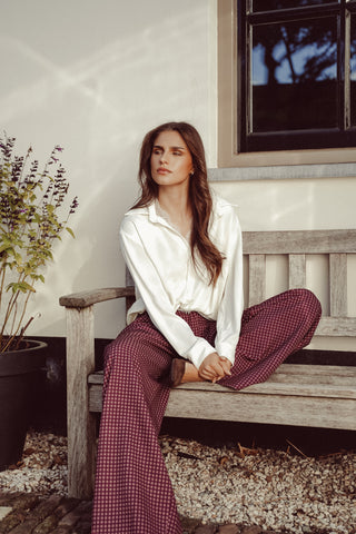 Pantalon ballon fit met print bordeaux - Nelly