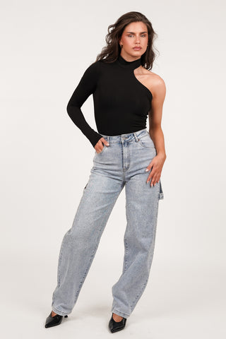 Balloon-Fit-Jeans Strass Hellblau – Cilou