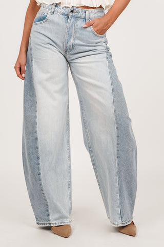 Barrel jeans double denim light blue - Jolie